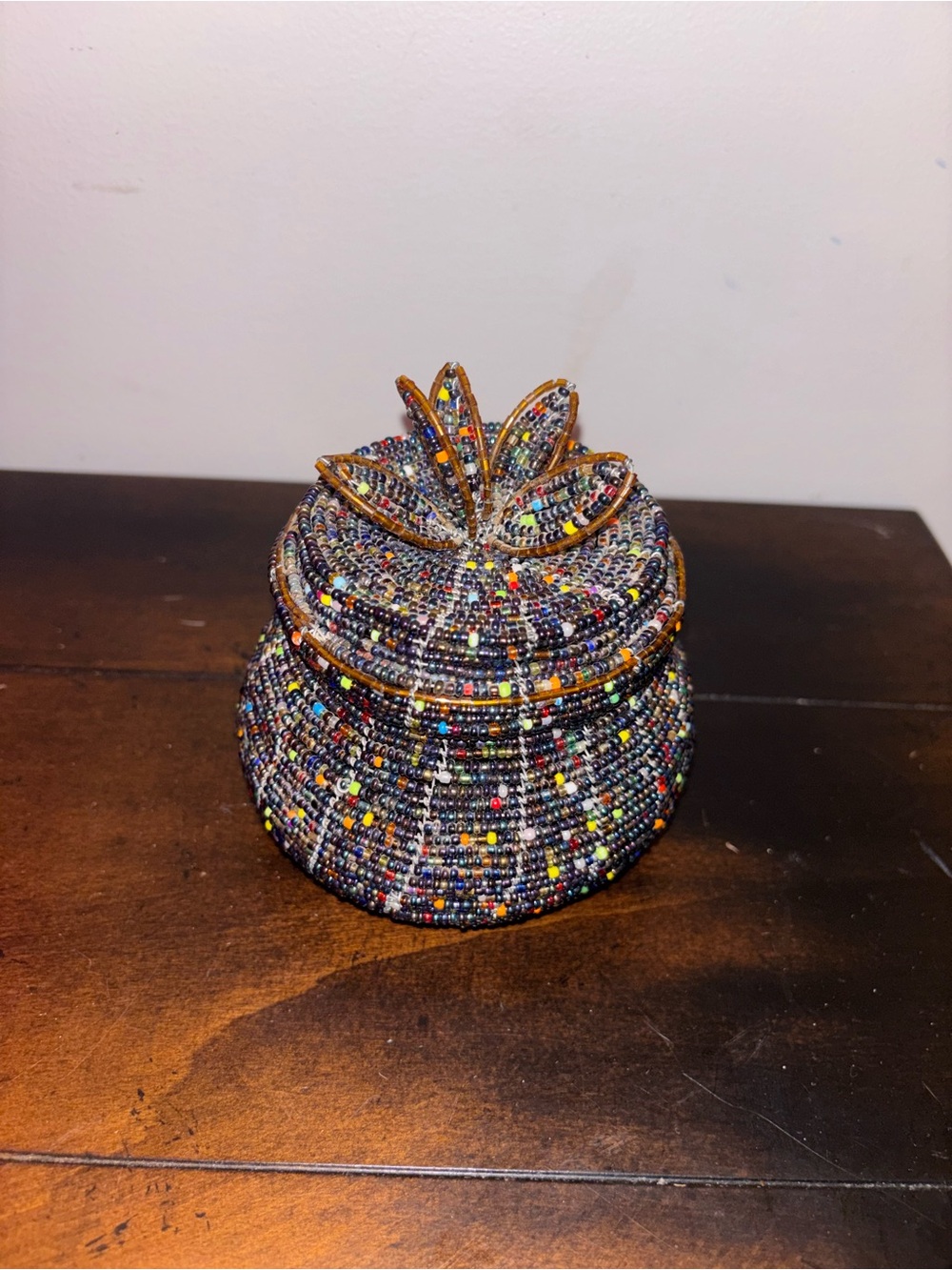 Handmade Maasai beaded jewelry box from Kenya